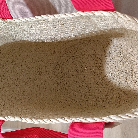 Off White Tote With Pink Straps Large Beach Tote Bag - Picture 4 of 4